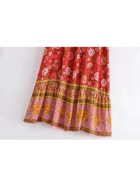 BOHEME JUNCTION Skirt EVANGELINE Midi Skirt - Red