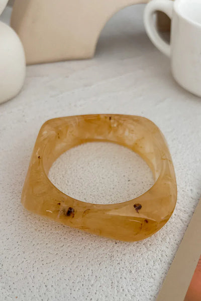 CHELSEA Angular Bangle - Caramel Resin-Women Bracelets- Boheme Junction