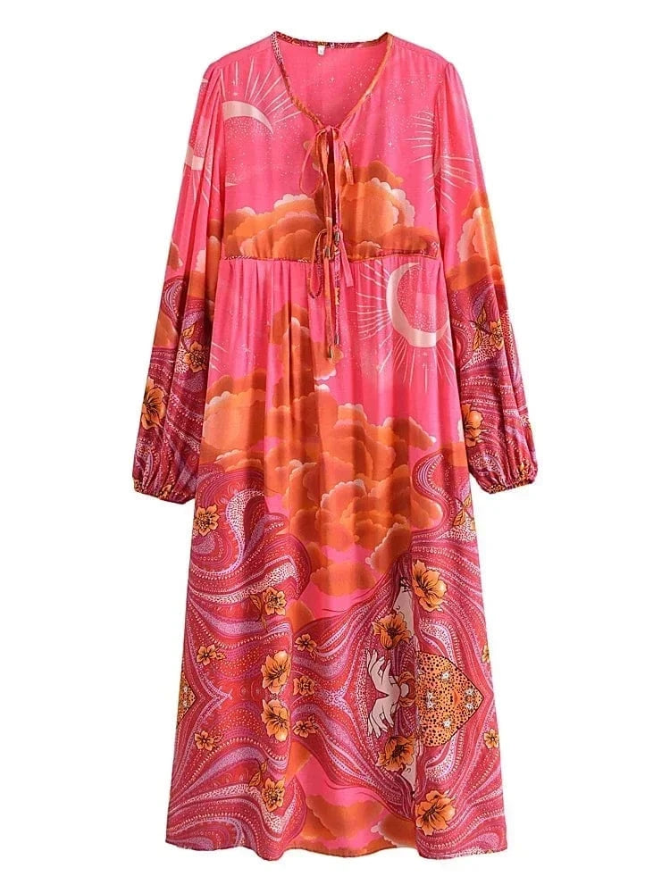 BOHEME JUNCTION dress GALAXY Midi Dress - Pink