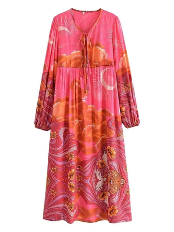 BOHEME JUNCTION dress GALAXY Midi Dress - Pink