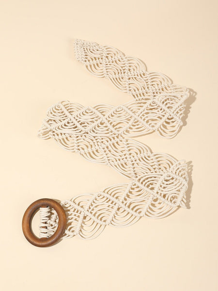GILLY Woven Belt - Cream-Belt- Boheme Junction
