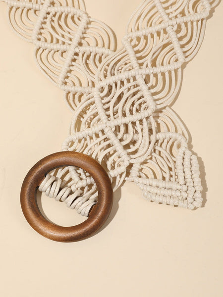 GILLY Woven Belt - Cream-Belt- Boheme Junction