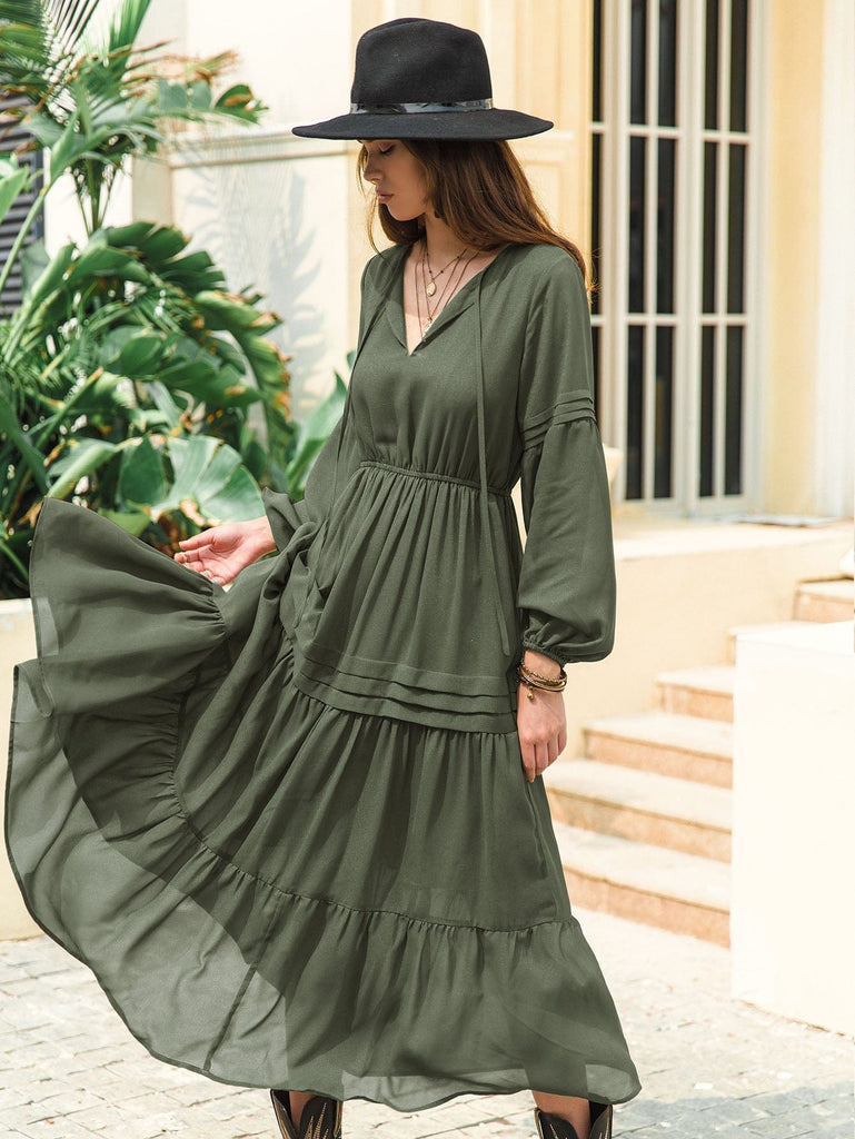 CLAIRE Maxi Dress - Khaki | Boho Gypsy Dress | BOHEME JUNCTION CLAIRE Maxi Dress - Khaki | Boho Gypsy Dress | BOHEME JUNCTION