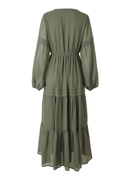 CLAIRE Maxi Dress - Khaki-Women Long Dresses- Boheme Junction