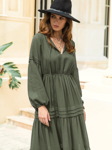 CLAIRE Maxi Dress - Khaki-Women Long Dresses- Boheme Junction