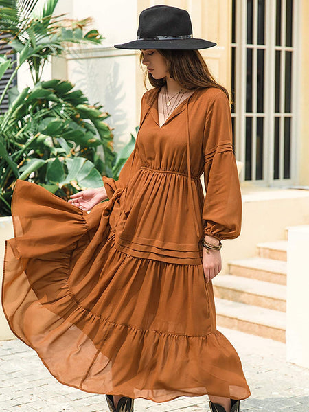 CLAIRE Maxi Dress - Tan-Women Long Dresses- Boheme Junction