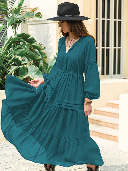 CLAIRE Maxi Dress - Teal-Women Long Dresses- Boheme Junction