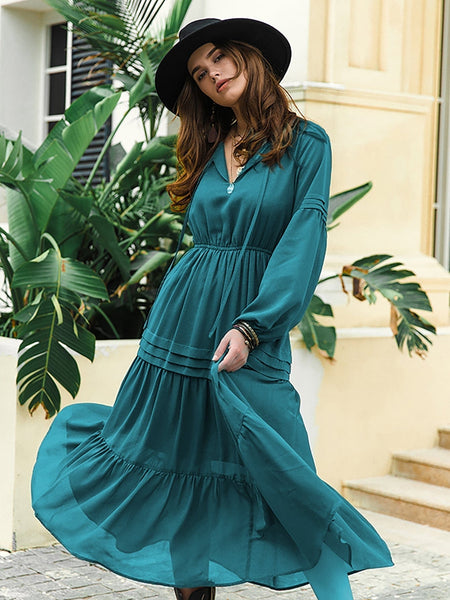 CLAIRE Maxi Dress - Teal-Women Long Dresses- Boheme Junction