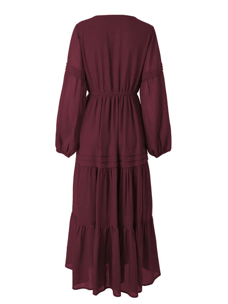 CLAIRE Maxi Dress - Wine-Women Long Dresses- Boheme Junction