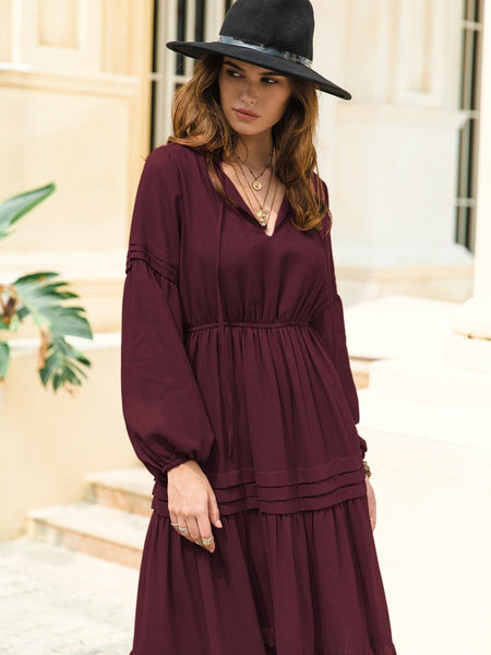 CLAIRE Maxi Dress - Wine-Women Long Dresses- Boheme Junction