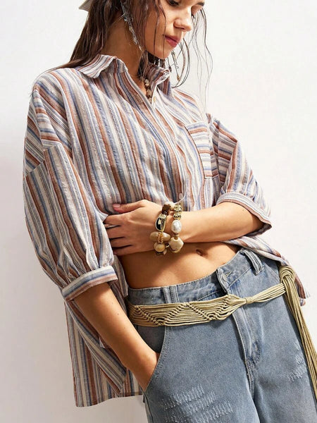 HAZEL Top - Striped-Women Tops, Blouses & Tee- Boheme Junction