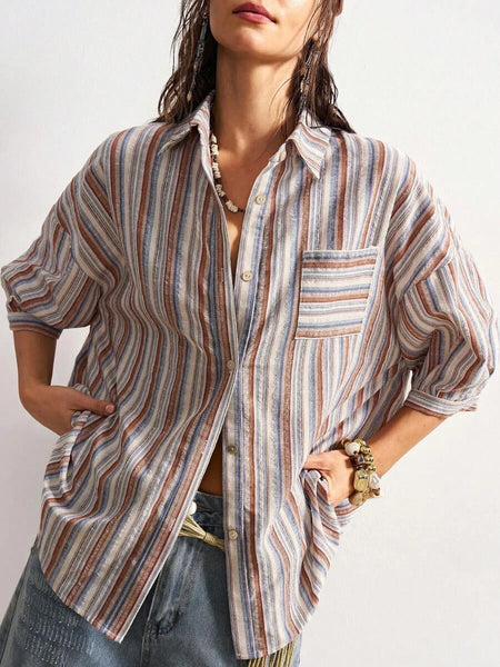HAZEL Top - Striped-Women Tops, Blouses & Tee- Boheme Junction