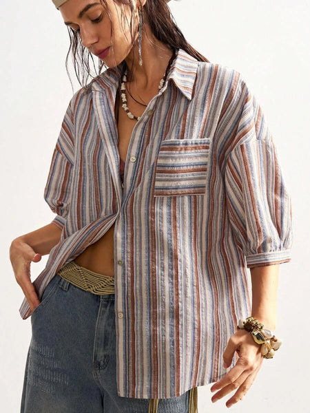 HAZEL Top - Striped-Women Tops, Blouses & Tee- Boheme Junction