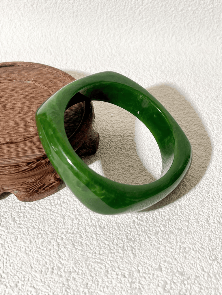 CHELSEA Angular Bangle - Jade Green-Women Bracelets- Boheme Junction