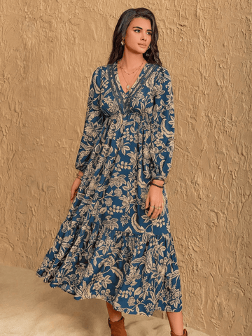 JANELLE Maxi Dress - Blue-Women Dresses- Boheme Junction