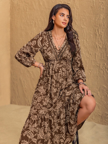 JANELLE Maxi Dress - Brown-Women Dresses- Boheme Junction