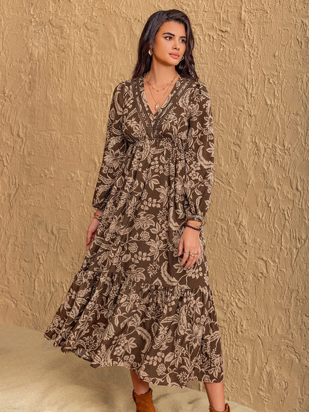 JANELLE Maxi Dress - Brown-Women Dresses- Boheme Junction