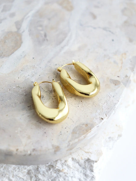 LEA WAVY Earrings in 18K Gold Plated-Earrings- Boheme Junction