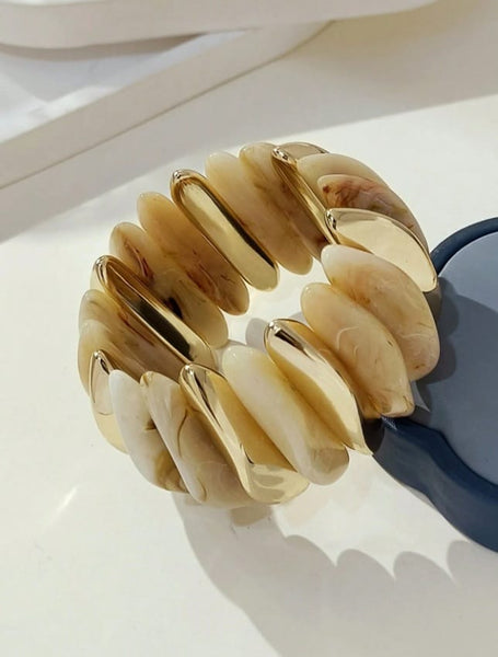 Magnolia Stretch Bracelet - Gold Marble-Women Bracelets- Boheme Junction