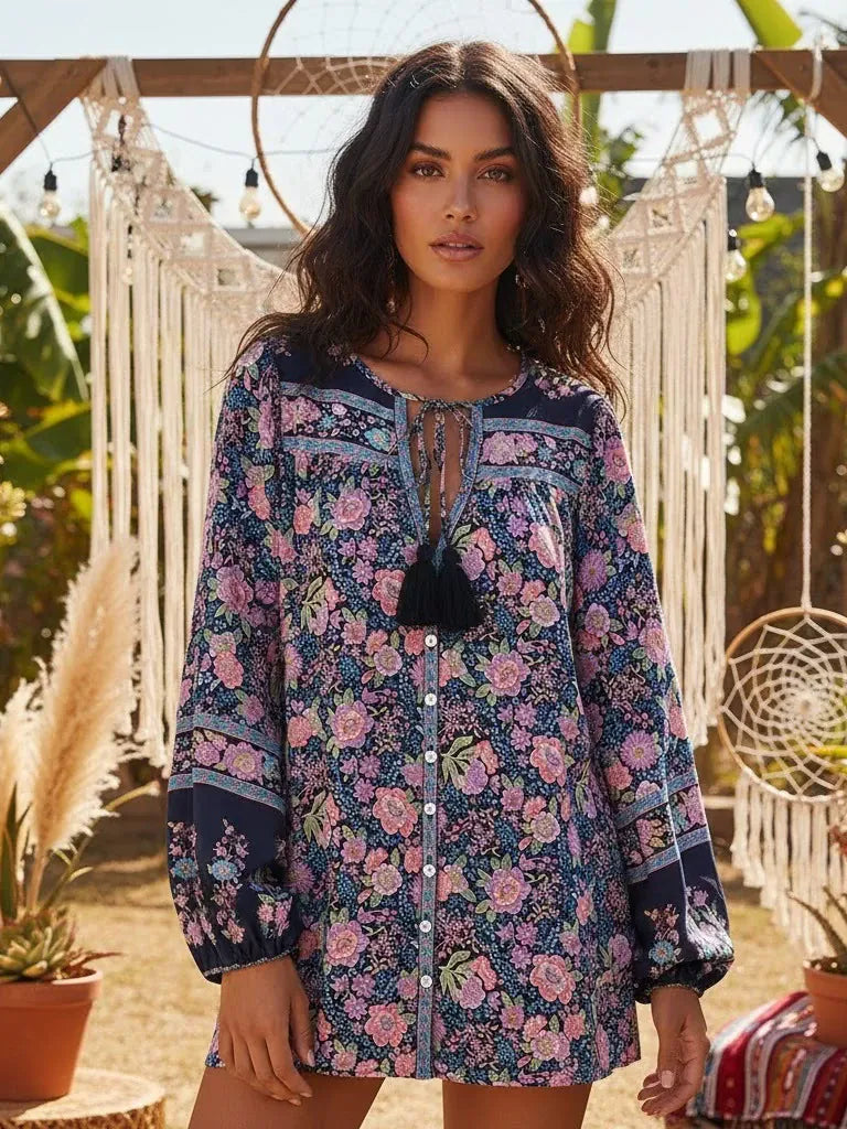 MELBA Top - Navy-Blouse- Boheme Junction