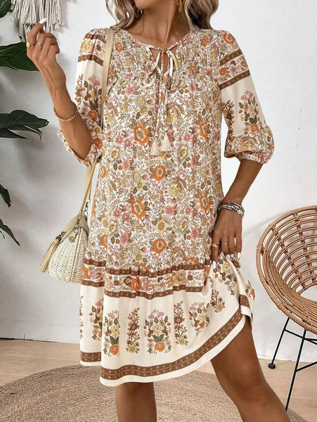 NIGELLA Mini Dress - Beige-Women Dresses- Boheme Junction