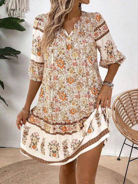 NIGELLA Mini Dress - Beige-Women Dresses- Boheme Junction