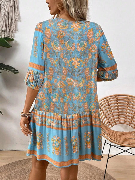 NIGELLA Mini Dress - Blue-Women Dresses- Boheme Junction