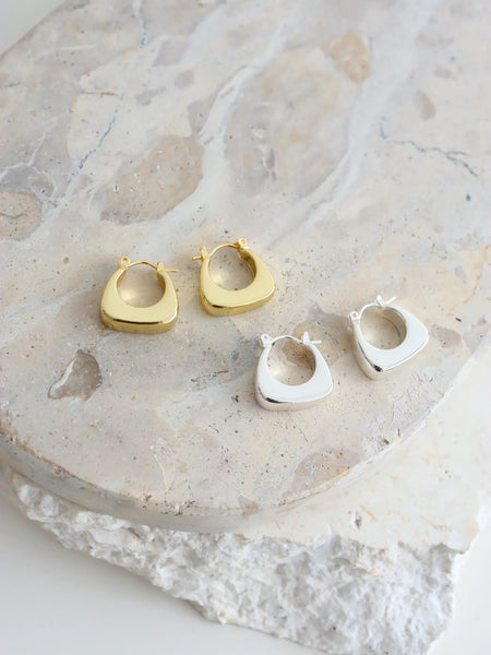 NORA Huggie Sterling Silver Plated Earrings-Earrings- Boheme Junction