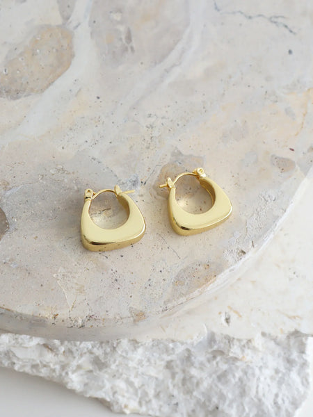 NORA Huggie Sterling Silver Plated Earrings-Earrings- Boheme Junction
