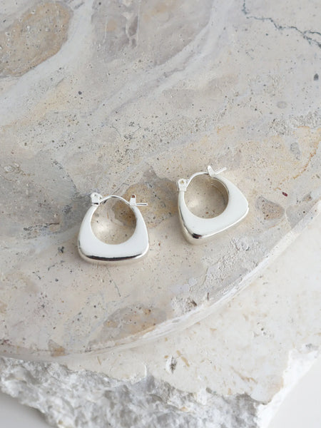 NORA Huggie Sterling Silver Plated Earrings-Earrings- Boheme Junction