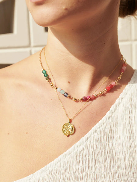 OCEAN COIN Charm 18K Gold Plated Necklace-Earrings- Boheme Junction