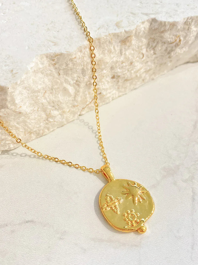 OCEAN COIN Charm 18K Gold Plated Necklace-Earrings- Boheme Junction
