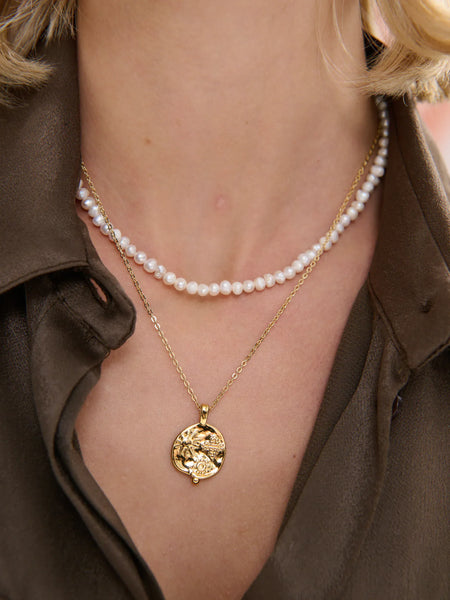 OCEAN COIN Charm 18K Gold Plated Necklace-Earrings- Boheme Junction