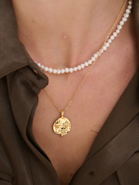 OCEAN COIN Charm 18K Gold Plated Necklace-Earrings- Boheme Junction