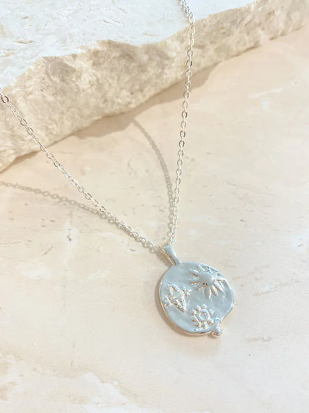 OCEAN COIN Charm Silver Plated Necklace-Women Pendant Necklaces- Boheme Junction