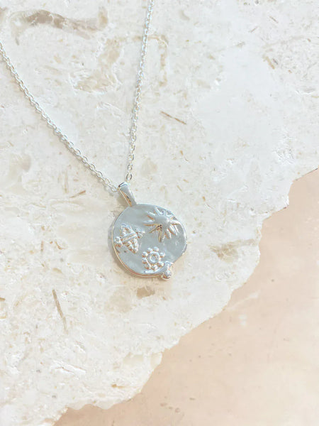 OCEAN COIN Charm Silver Plated Necklace-Women Pendant Necklaces- Boheme Junction