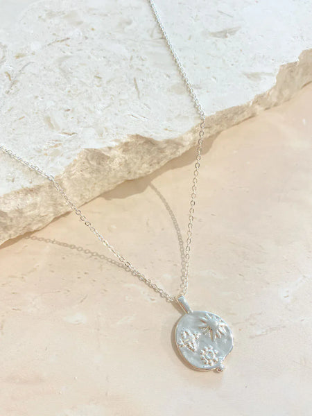 OCEAN COIN Charm Silver Plated Necklace-Women Pendant Necklaces- Boheme Junction