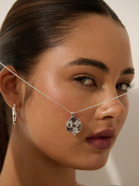 OCEAN COIN Charm Silver Plated Necklace-Women Pendant Necklaces- Boheme Junction