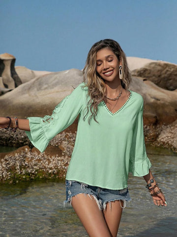 OLIVIA Top - Green-Women Tops, Blouses & Tee- Boheme Junction