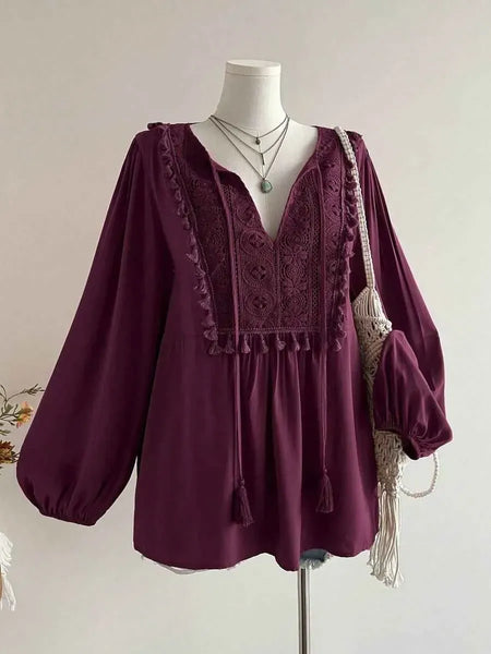 PLUS SIZE Alyce Top - Burgundy-Plus Size Tops- Boheme Junction
