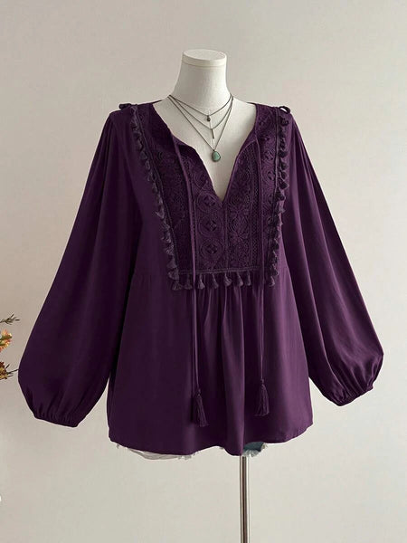 PLUS SIZE Alyce Top - Purple-Plus Size Tops- Boheme Junction