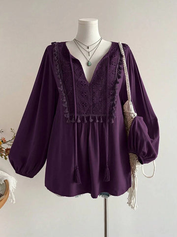 PLUS SIZE Alyce Top - Purple-Plus Size Tops- Boheme Junction