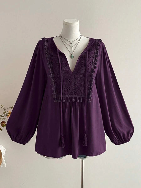PLUS SIZE Alyce Top - Purple-Plus Size Tops- Boheme Junction