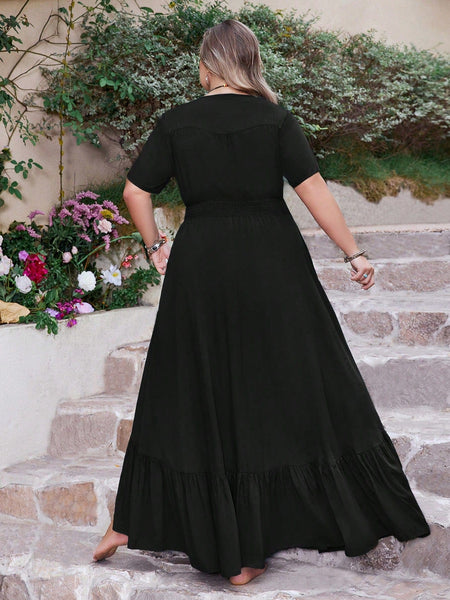 PLUS SIZE Anais Maxi Dress - Black-Plus Size Dresses- Boheme Junction