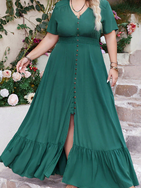 PLUS SIZE Anais Maxi Dress - Green-Plus Size Dresses- Boheme Junction
