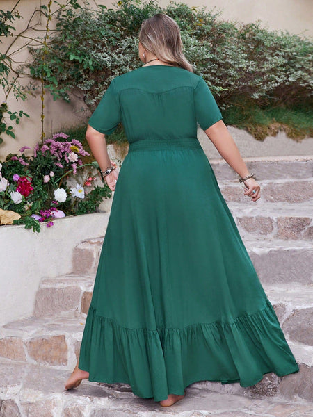 PLUS SIZE Anais Maxi Dress - Green-Plus Size Dresses- Boheme Junction