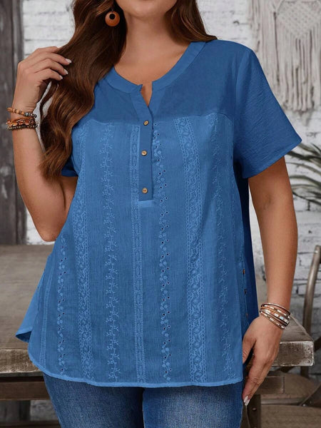 PLUS SIZE Bowie Top - Blue-Plus Size Tops- Boheme Junction
