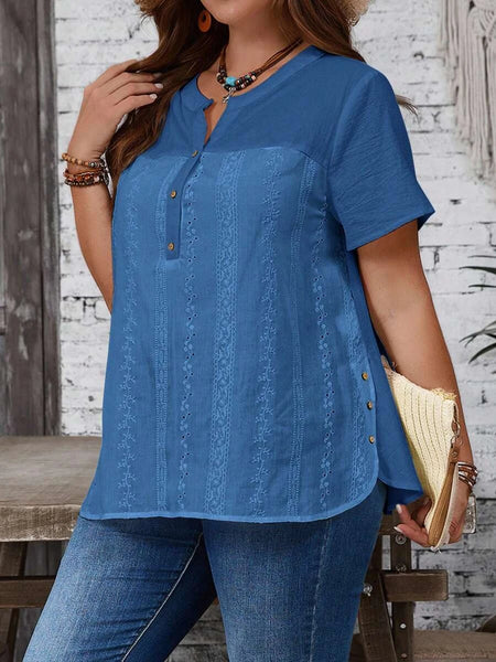PLUS SIZE Bowie Top - Blue-Plus Size Tops- Boheme Junction