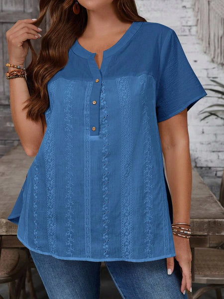 PLUS SIZE Bowie Top - Blue-Plus Size Tops- Boheme Junction