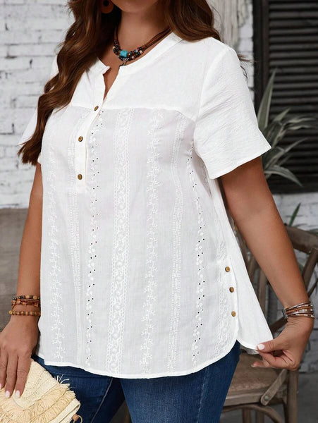 PLUS SIZE Bowie Top - White-Plus Size Tops- Boheme Junction